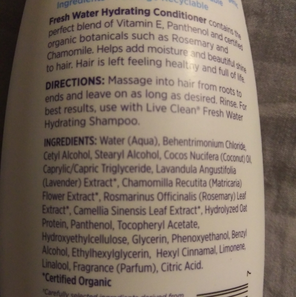 New Unused Lot Of (2 12oz. Bottle)Live Clean Hydrating "Fresh Water" Conditioner - Picture 2 of 2